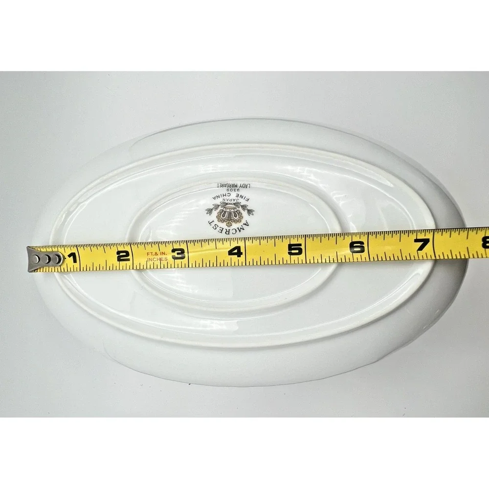 Amcrest Lady Margaret Gravy Boat Attached Underplate Fine China Platinum Japan